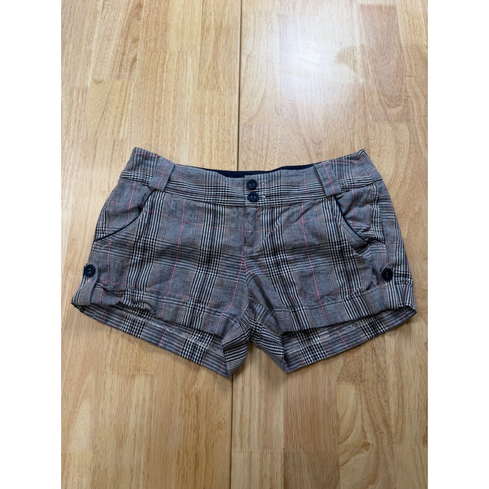 Vintage Y2K Plaid Mini Shorts Guess Low Rise Cuffed Shorts Size 28 Preppy